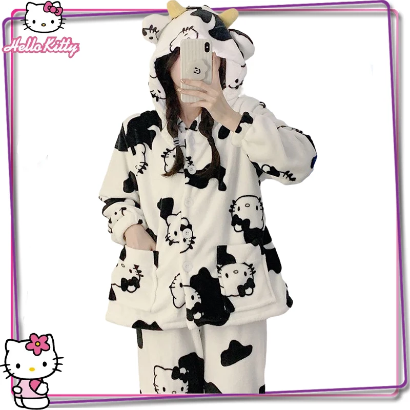 Sanrio Hello Kitty Cartoon Women's Pajamas Two Piece Set Y2K Autumn/winter Coral Plush Home Warmth Pjamas Long Sleeve Pants Gift
Sanrio Hello Kitty Cartoon Women's Pajamas Two Piece Set Y2K Autumn/winter Coral Plush Home Warmth Pjamas Long Sleeve Pants Gift