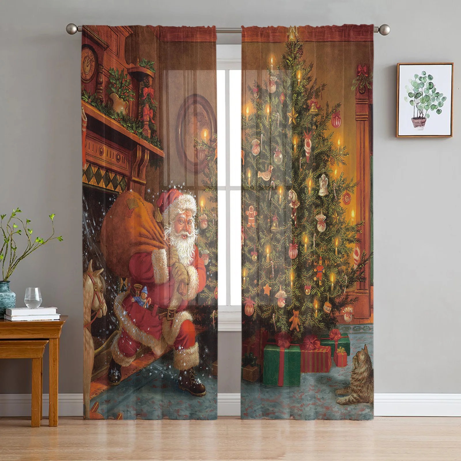 Christmas Santa Giving Gifts Tulle Sheer Curtains for Living Room Bedroom the Room Kitchen Voile Organza Decoration Curtains
Christmas Santa Giving Gifts Tulle Sheer Curtains for Living Room Bedroom the Room Kitchen Voile Organza Decoration Curtains