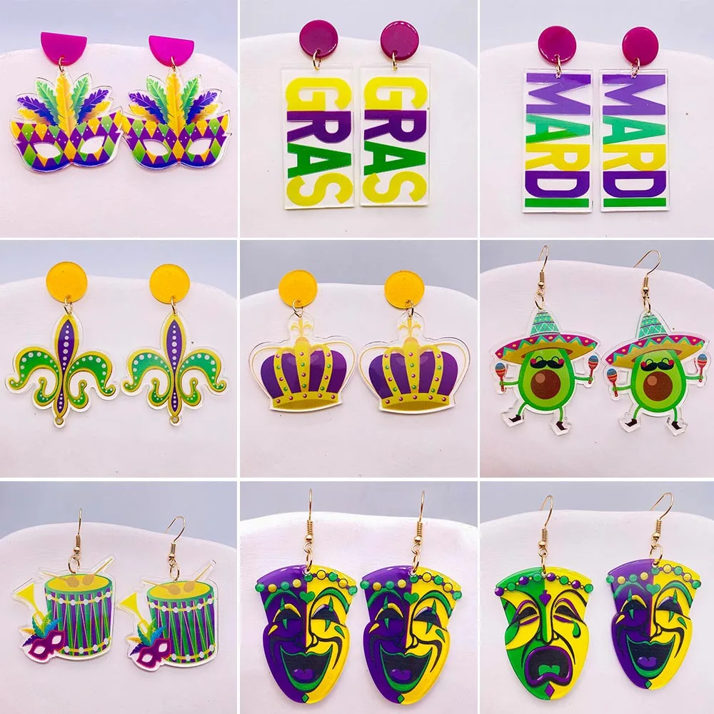 New Mardi Gras Acrylic Stud Earrings Creative Glittered Mask Letter GRAS Avocado Earrings Tuesday Carnival Party Jewelry Gifts
New Mardi Gras Acrylic Stud Earrings Creative Glittered Mask Letter GRAS Avocado Earrings Tuesday Carnival Party Jewelry Gifts