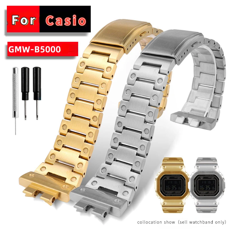 Solid Stainless steel Strap for Casio G-SHOCK GMW-B5000 Black Gold silver watchband Replacement Bracelet Band Watch Accessories
Solid Stainless steel Strap for Casio G-SHOCK GMW-B5000 Black Gold silver watchband Replacement Bracelet Band Watch Accessories