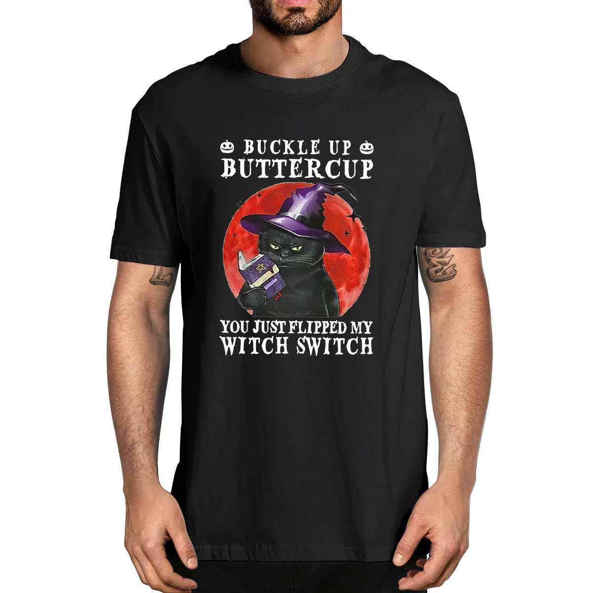 100% Cotton Halloween Cat Buckle Up Buttercup You Just Flipped My Witch Switch Funny Summer Mens Novelty T-Shirt Women Casual
100% Cotton Halloween Cat Buckle Up Buttercup You Just Flipped My Witch Switch Funny Summer Mens Novelty T-Shirt Women Casual