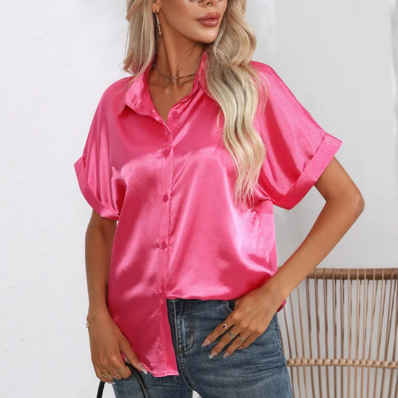 2023 Summer Silk Shirts Women Button Up Satin Blouse Office Loose Short Sleeve Ladies Tops Blusas Casual Shirt Elegant 26103
2023 Summer Silk Shirts Women Button Up Satin Blouse Office Loose Short Sleeve Ladies Tops Blusas Casual Shirt Elegant 26103
