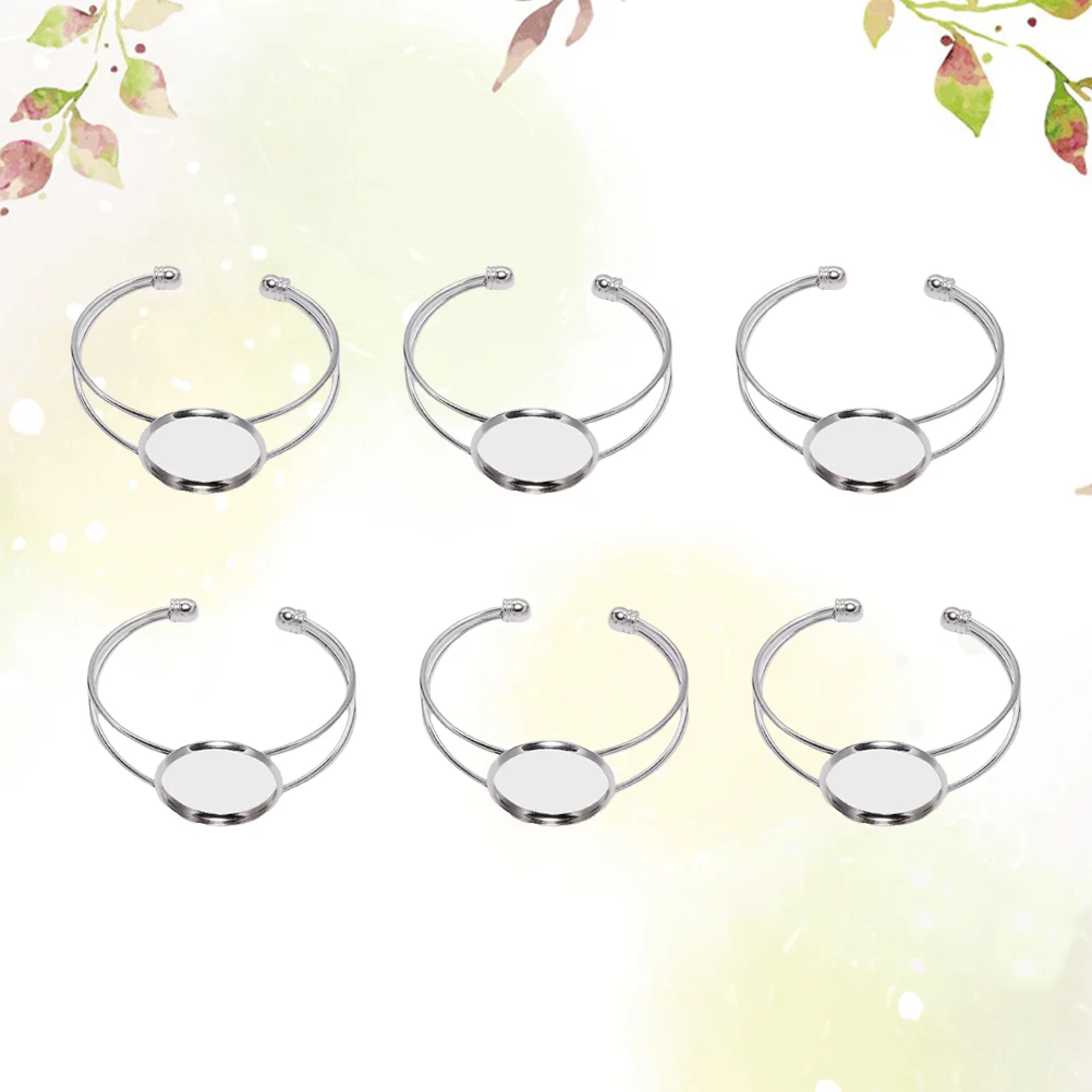 

Friendship Bracelet 6Pcs Bracelet Setting Round Blank Bezel Trays Ajustable Cuff Bangles Bracelets Diy Craft Jewelry Making 18Mm