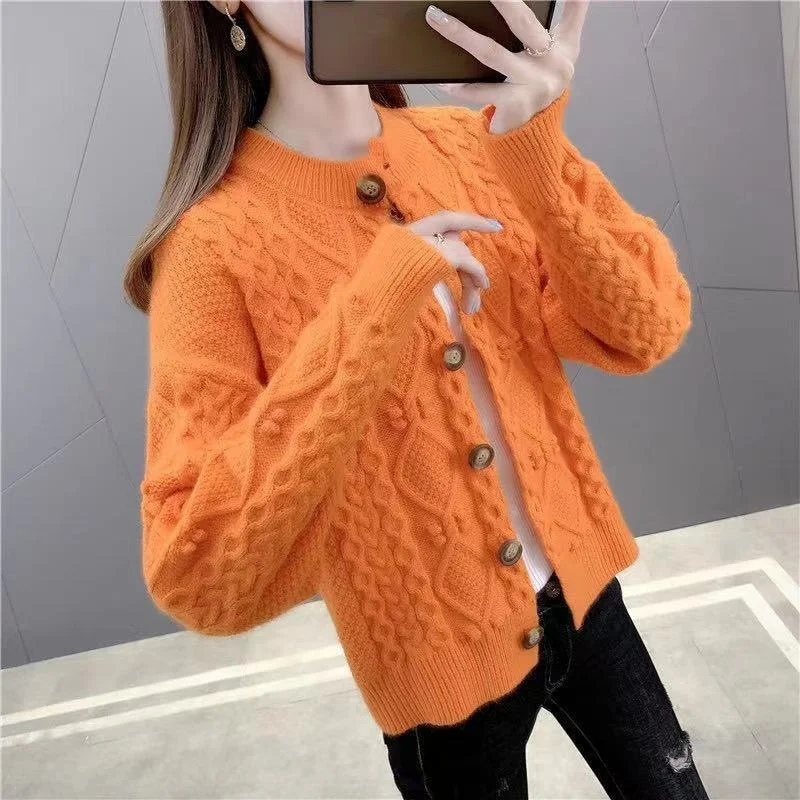 Fashion Casual Long-sleeve Knit Sweater Women's Korean Loose Solid Color Single-breasted Twist Short Cardigans Sweater Coat
Fashion Casual Long-sleeve Knit Sweater Women's Korean Loose Solid Color Single-breasted Twist Short Cardigans Sweater Coat