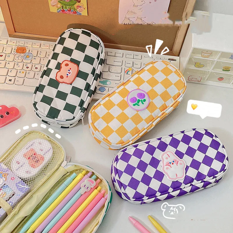 Kawaii Bear Rabbit Cartoon Checkerboard Large Capacity Pencil Case Korean Stationery School Stationery Bag
Kawaii Bear Rabbit Cartoon Checkerboard Large Capacity Pencil Case Korean Stationery School Stationery Bag