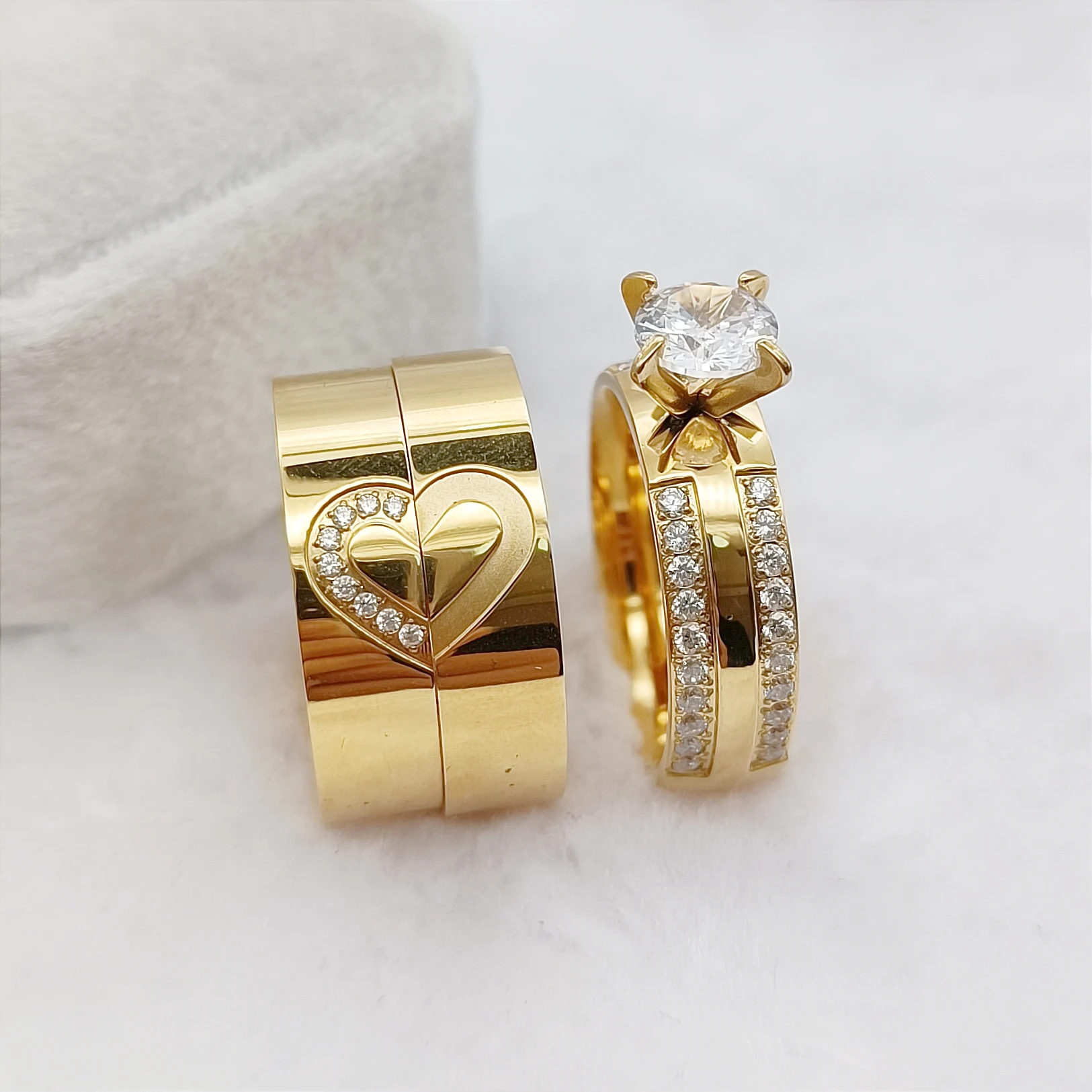 3pcs Bridal Promise Wedding Engagement Rings Sets For Couples Designer Heart Shaped 24k Gold Plated Jewelry Alliance
3pcs Bridal Promise Wedding Engagement Rings Sets For Couples Designer Heart Shaped 24k Gold Plated Jewelry Alliance