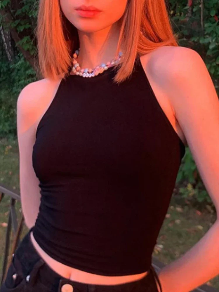 2024 New Women Tank Tops Sexy Halter Neck Sleeveless Solid Color Tie Up Bandage Backless Casual Shirt Crop Tops Party Camis Tops 
2024 New Women Tank Tops Sexy Halter Neck Sleeveless Solid Color Tie Up Bandage Backless Casual Shirt Crop Tops Party Camis Tops