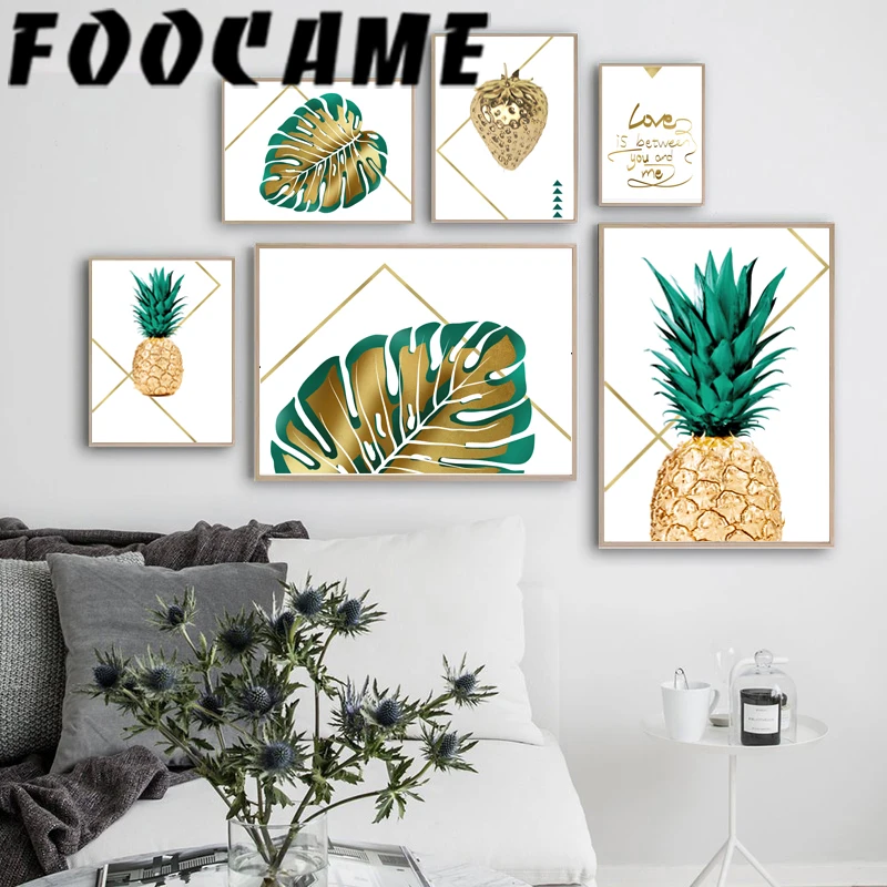 Golden Pineapple Plant Leaves Fruit Strawberry Home Decor Luxury Nordic Room Painting Canvas Wall Art Print Minimalist Pictures
Golden Pineapple Plant Leaves Fruit Strawberry Home Decor Luxury Nordic Room Painting Canvas Wall Art Print Minimalist Pictures
