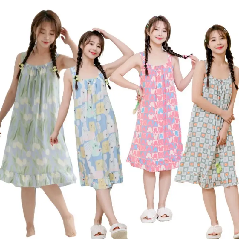Sling Nightdress Women's Nightgown Sleeveless Printing Skirt Japanese Style Kawaii Clothes Pajamas for Women Nightwear Pijama
Sling Nightdress Women's Nightgown Sleeveless Printing Skirt Japanese Style Kawaii Clothes Pajamas for Women Nightwear Pijama