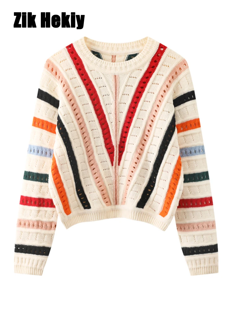 

Осенний Новый пикантный свитер с длинными рукавами в Корейском стиле с дырками Асимметричный свободный пуловер трикотажная одежда с вырезами