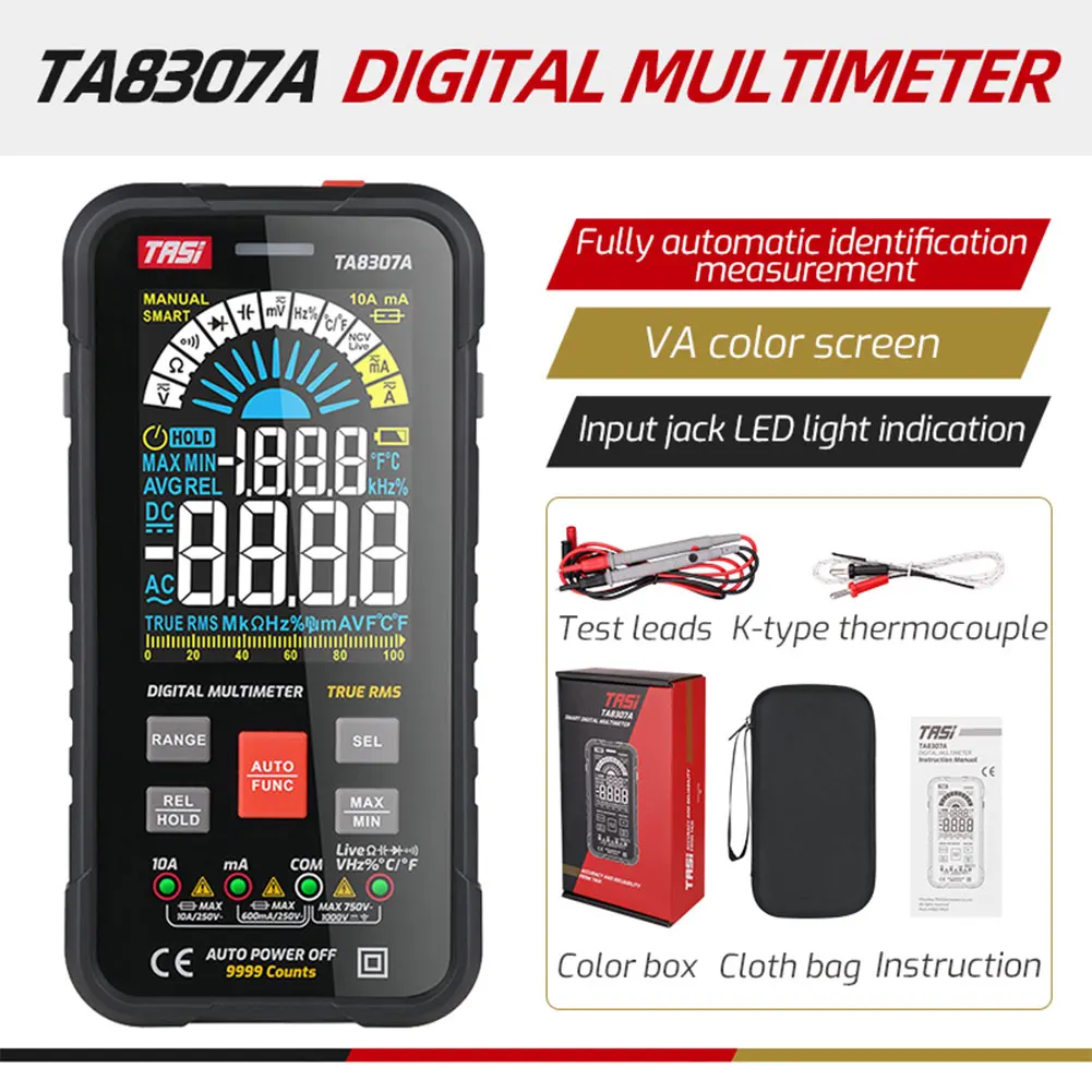 New 9999 Counts Smart Digital Multimeter Resistance Auto Range AC DC DMM Multitester Tester Meter Capacitance REL True RMS
New 9999 Counts Smart Digital Multimeter Resistance Auto Range AC DC DMM Multitester Tester Meter Capacitance REL True RMS
