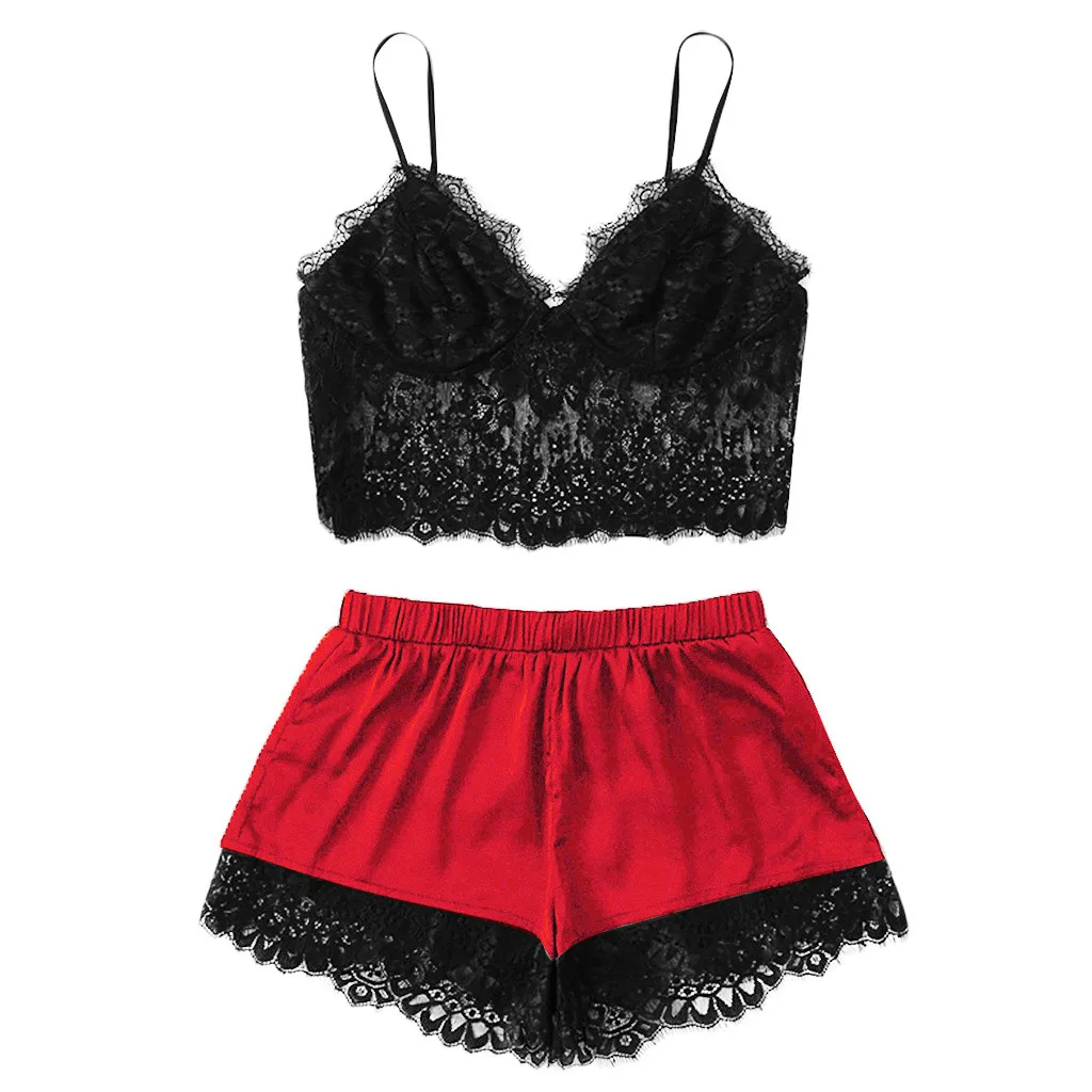 Women'S Lace Solid Color Ultra Short Two-Piece Set Womens Sexy Plus Size Sling Sleepwear Lingerie Lace Nightwear Underwear Set
Women'S Lace Solid Color Ultra Short Two-Piece Set Womens Sexy Plus Size Sling Sleepwear Lingerie Lace Nightwear Underwear Set