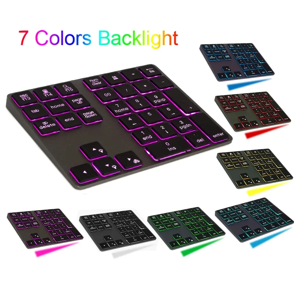 

Portable Numerical Keyboards Wireless Mini Aluminium Digital Bluetooth Backlight RGB Keyboard numeric keypad For PC Laptops