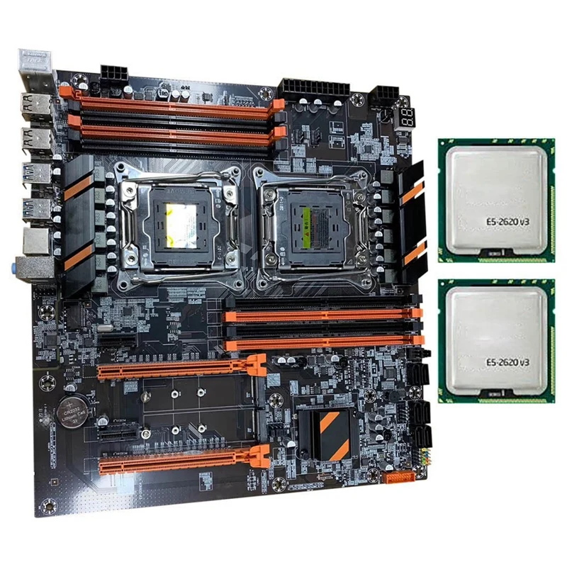 

Материнская плата X99 LGA2011 для двух компьютеров, ЦП RECC DDR4, память еды курицы, игровая материнская плата + 2X E5 2620 V3, комплект ЦП