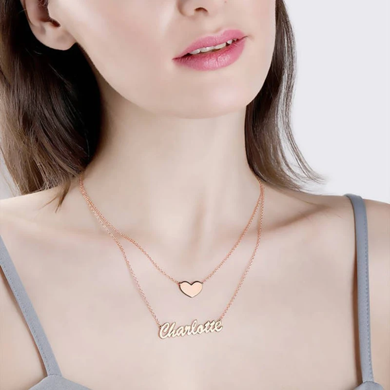 NOKMIT Customized Name Necklace Heart Choker Stainless Steel Golden Letter Double Layers Chain Pendant Jewelry for Women Gift
NOKMIT Customized Name Necklace Heart Choker Stainless Steel Golden Letter Double Layers Chain Pendant Jewelry for Women Gift