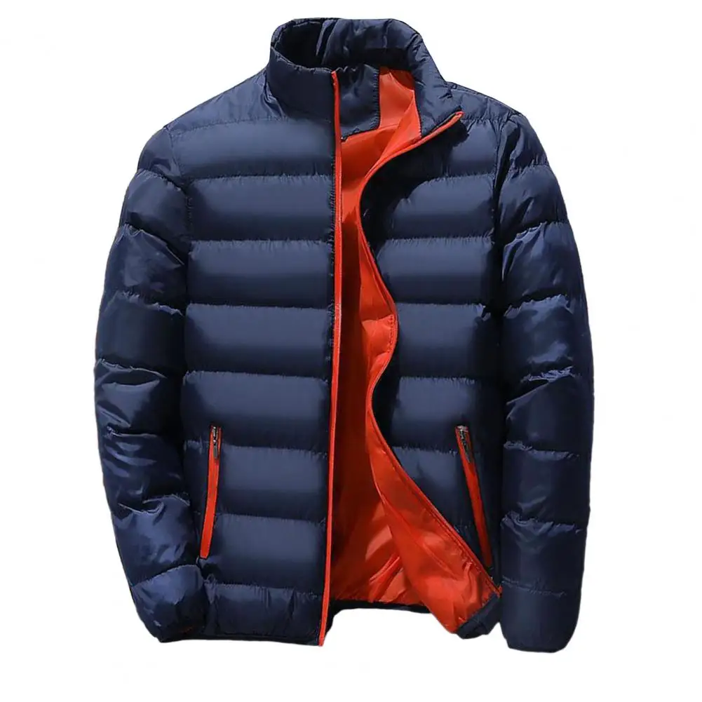 

Утепленное Мужское пальто, толстая искусственная Мужская ветрозащитная теплая Стильная верхняя одежда с застежкой-молнией, воротником-стойкой или длинным рукавом