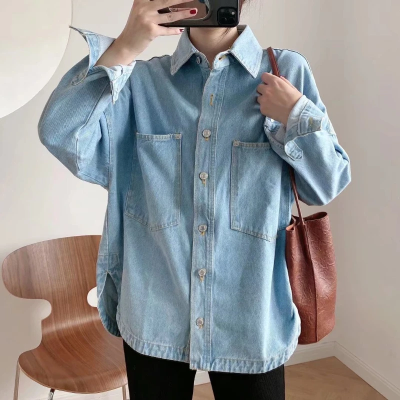 Autumn Denim Shirt Jacket Women Long Sleeve Pocket Cardigan Street BF Casual Denim Jacket Harajuku Denim Outwear Ladies Tops
Autumn Denim Shirt Jacket Women Long Sleeve Pocket Cardigan Street BF Casual Denim Jacket Harajuku Denim Outwear Ladies Tops