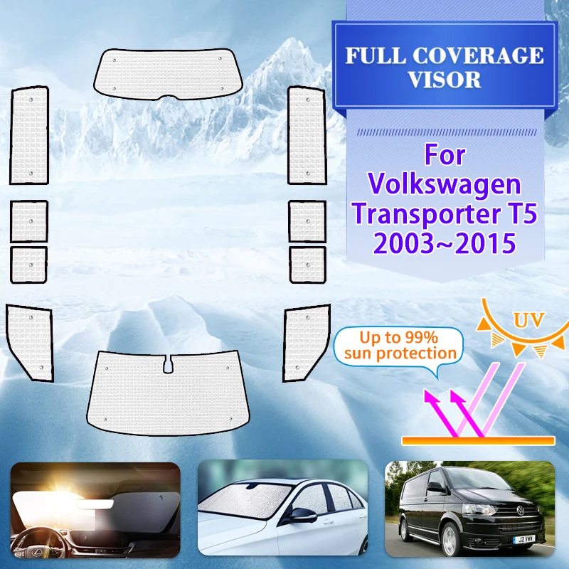 

Car Full Cover Sunshades For VW Volkswagen Transporter Caravelle Multivan Doubleback T5 LWB 2003~2015 2010 Car Visor Accessories