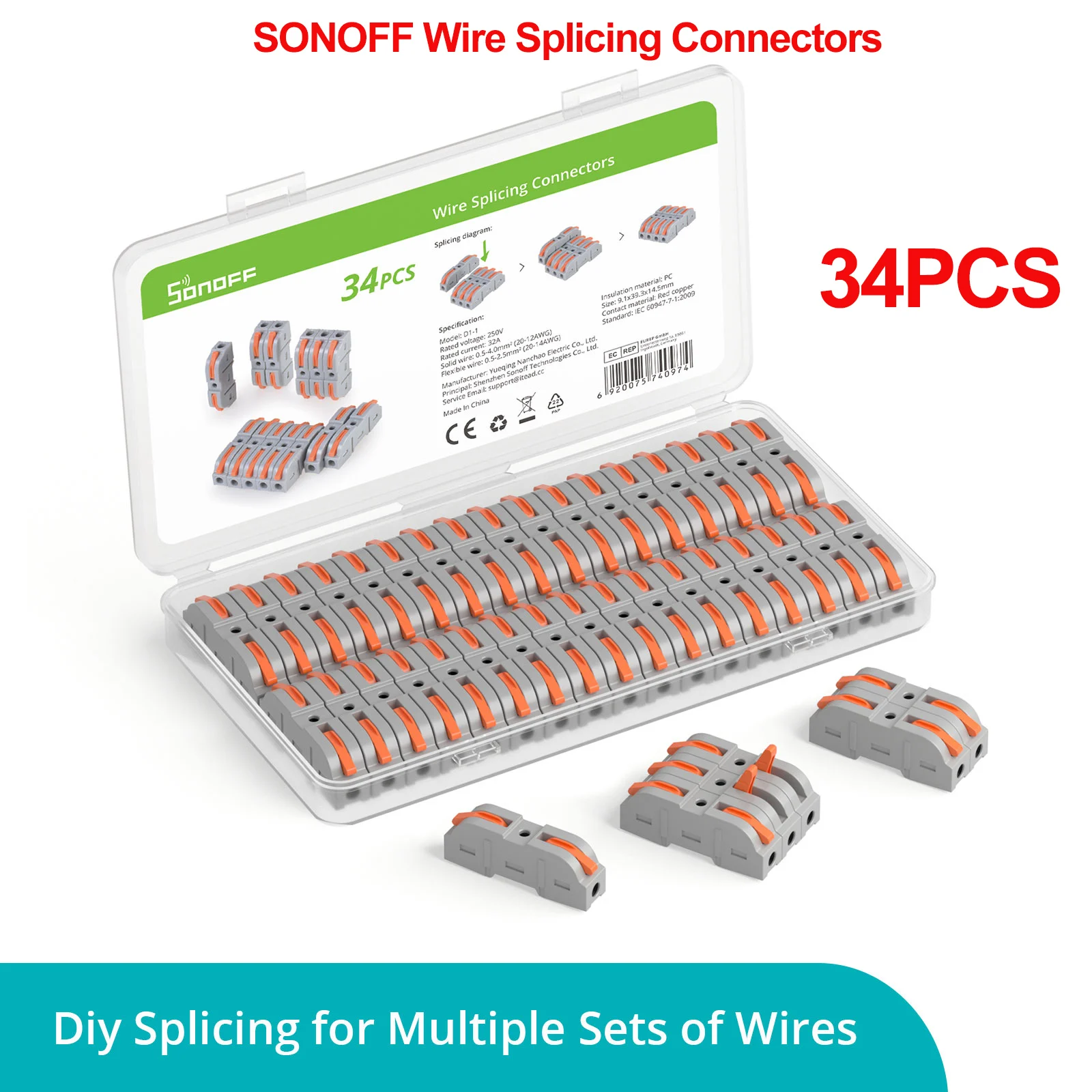 Соединители для проводов Sonoff медные 34 шт.
Соединители для проводов Sonoff медные 34 шт.