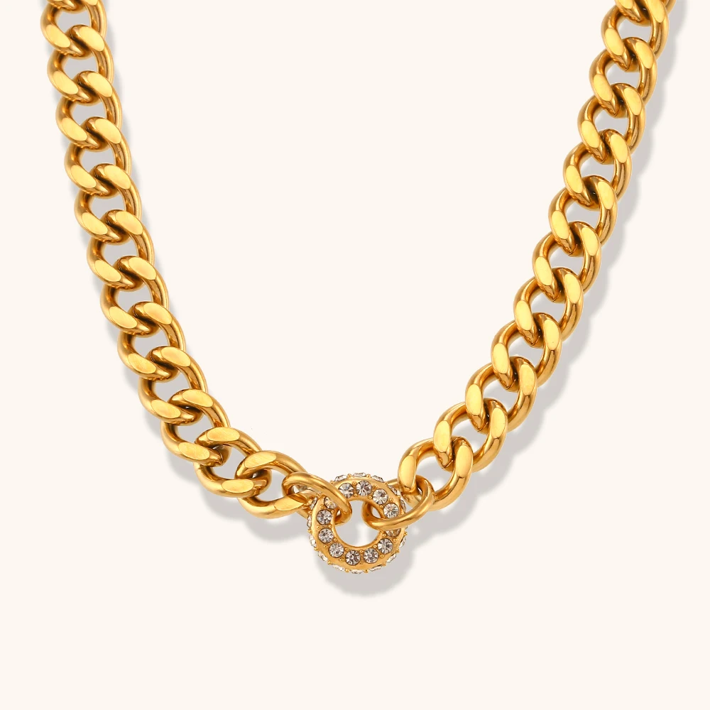 Hip Hop Curb Cuban Chain Choker Necklaces for Men Women Punk 18K Stainless Steel Chain Donut Zircon Cuban Bracelets
Hip Hop Curb Cuban Chain Choker Necklaces for Men Women Punk 18K Stainless Steel Chain Donut Zircon Cuban Bracelets