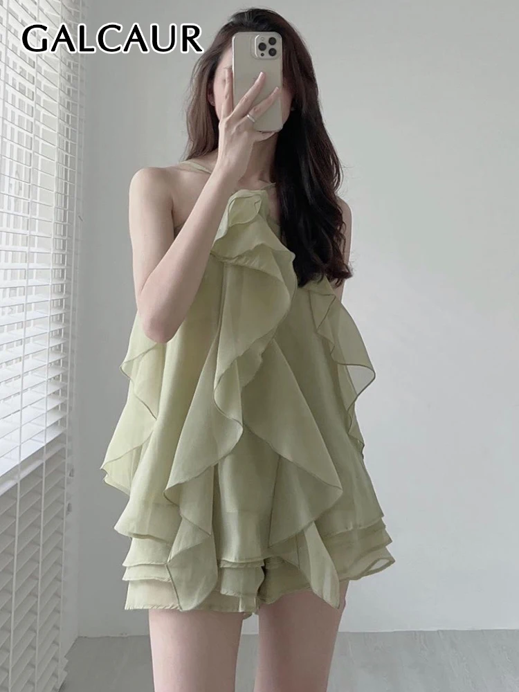 GALCAUR Camisole Dresses For Women Sleeveless High Waist Ruffle Vintage Solid Korean Mini Dress Female Summer Fashion Style 2022
GALCAUR Camisole Dresses For Women Sleeveless High Waist Ruffle Vintage Solid Korean Mini Dress Female Summer Fashion Style 2022