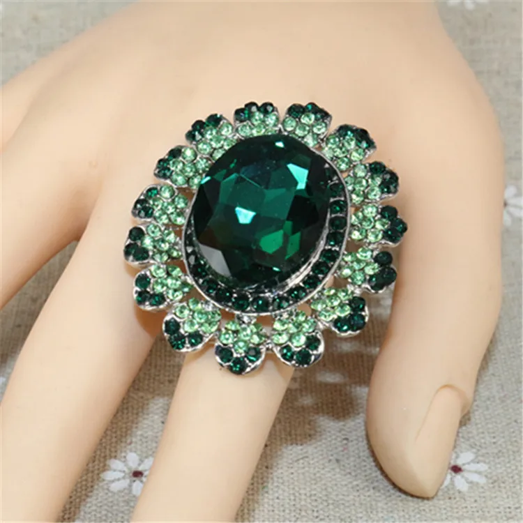 Deep Green Chunky Rhinestone Exaggerated Crystal Adjustable Large Wedding Rings for Women Statement Big Finger Ring Jewelry
Deep Green Chunky Rhinestone Exaggerated Crystal Adjustable Large Wedding Rings for Women Statement Big Finger Ring Jewelry