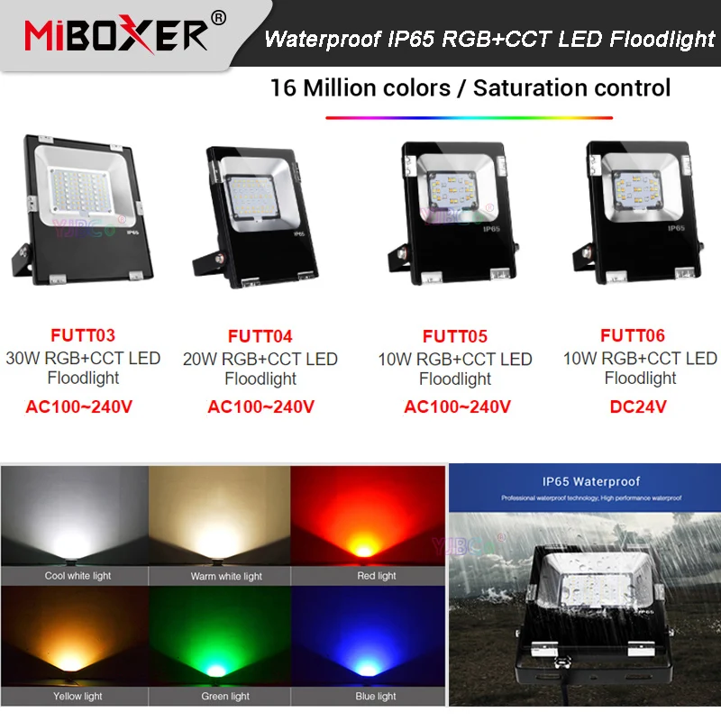 

Miboxer RGB+CCT 10W 20W 30W LED FloodLight Waterproof IP65 Green space/Park/road/decoration Smart Outdoor Light AC110V 220V/ 24V
