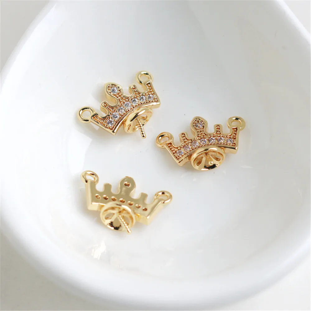 14K gold colored inlaid zircon 12*15mm crown double pendant pin pendant DIY handmade jewelry accessories
14K gold colored inlaid zircon 12*15mm crown double pendant pin pendant DIY handmade jewelry accessories