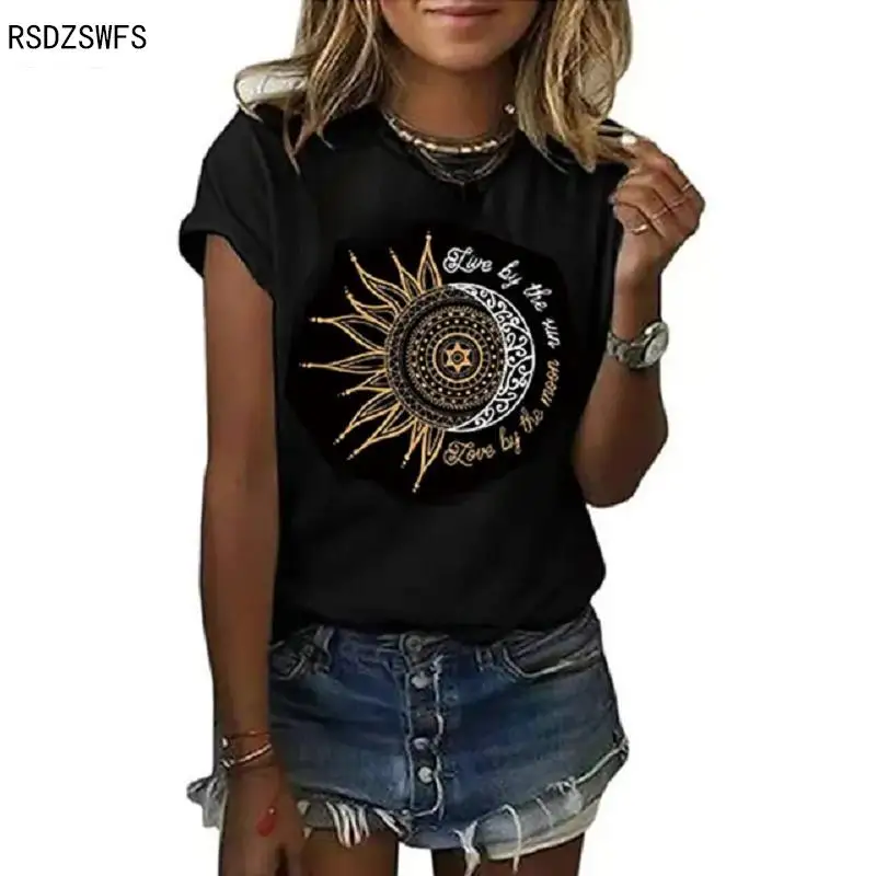 2022 Women's Short Sleeve T-shirt Sun Moon Print Letter T-shirt Couples O-Neck Soft Polyester Short Sleeve T-shirt 2022
2022 Women's Short Sleeve T-shirt Sun Moon Print Letter T-shirt Couples O-Neck Soft Polyester Short Sleeve T-shirt 2022