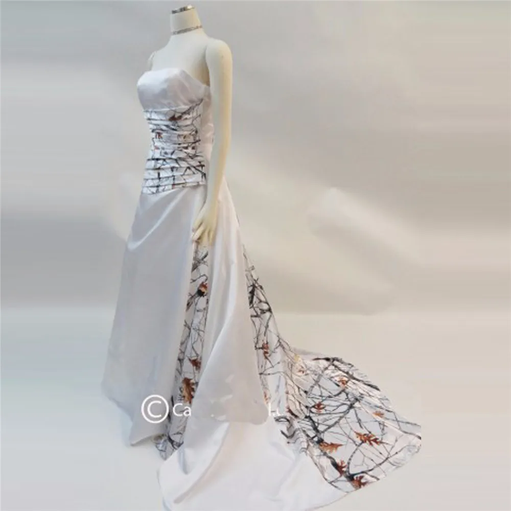 Strapless A-Line White Camo Wedding Dress Real Tree Style Pleated Bridal Gowns White Satin Bridal Formal Dresses Camouflage 2022
Strapless A-Line White Camo Wedding Dress Real Tree Style Pleated Bridal Gowns White Satin Bridal Formal Dresses Camouflage 2022