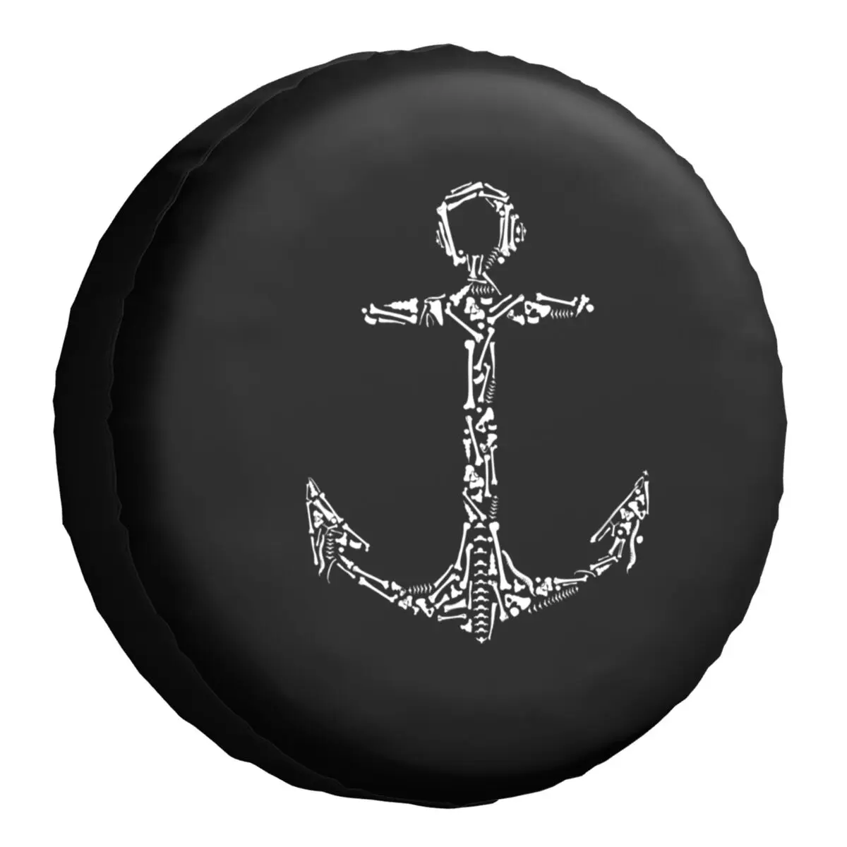 

Marine Anchor Made of Bones Spare Tire Cover for Custom Nautical Car Wheel Covers for 14" 15" 16" 17" Inch