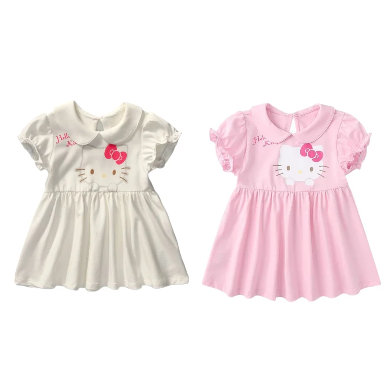 Sanrio Anime Hello Kitty Kawaii Children's Clothing Girls Short-sleeved Personality Dress Cute Princess Dress Pleated Skirt Gift
Sanrio Anime Hello Kitty Kawaii Children's Clothing Girls Short-sleeved Personality Dress Cute Princess Dress Pleated Skirt Gift