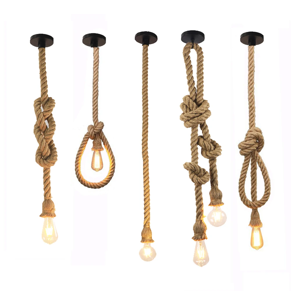 Retro Vintage Hemp Rope Pendant Light American Industrial Hanging Lamps Creative Loft Country Style Ceiling Lamps E27 Edison LED
Retro Vintage Hemp Rope Pendant Light American Industrial Hanging Lamps Creative Loft Country Style Ceiling Lamps E27 Edison LED