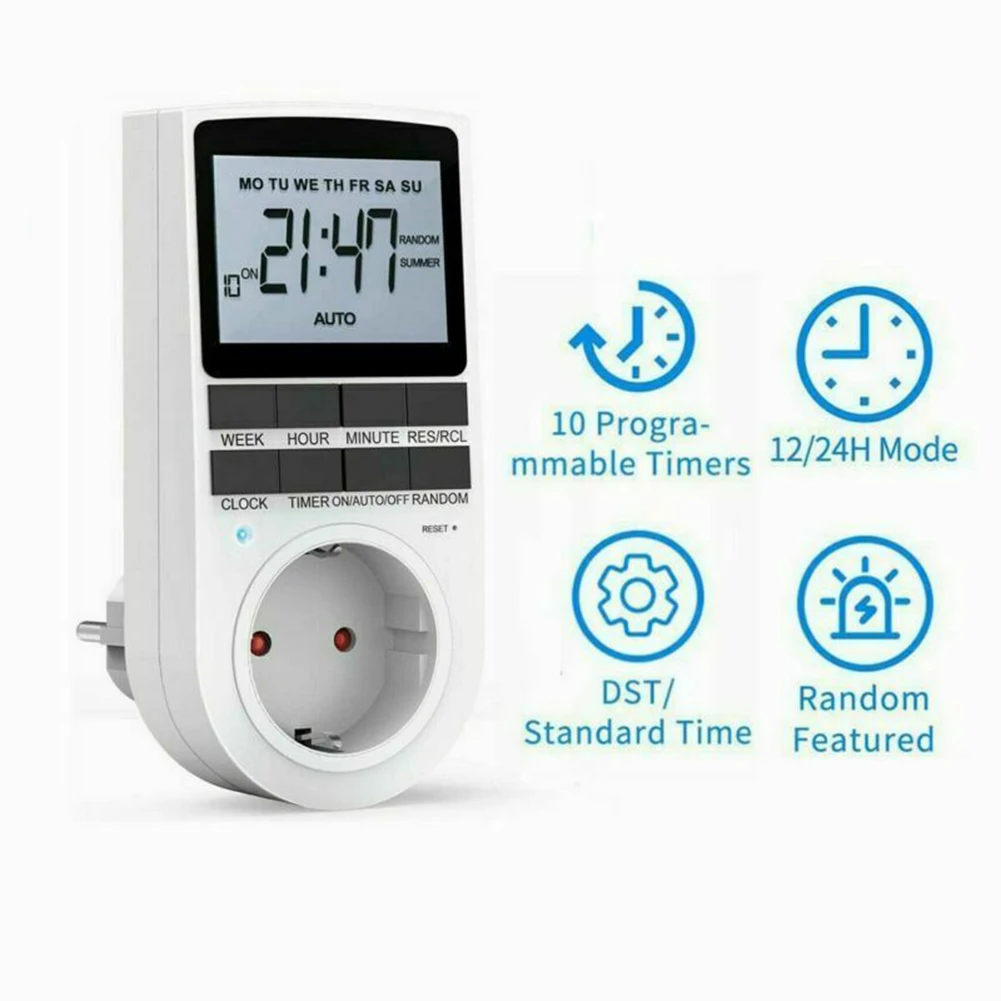 Electronic Digital Timer Switch Socket Weekly 3680W Programmable Timer EU Plug Outlet For Electric Appliance Timing Kitchen Tool
Electronic Digital Timer Switch Socket Weekly 3680W Programmable Timer EU Plug Outlet For Electric Appliance Timing Kitchen Tool