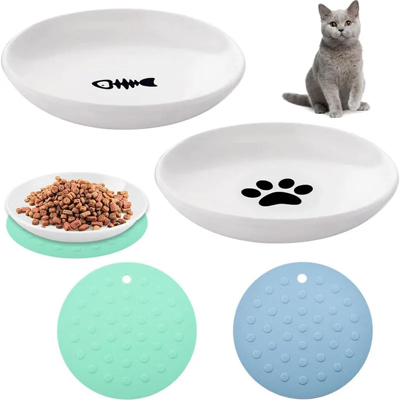 Cat Bowl Ceramic 2-Piece Food Bowl Cat Bowl Non-Slip Set Wide Cat Bowl to Relieve Whisker Fatigue with 2-Piece Anti-Slip Mats
Cat Bowl Ceramic 2-Piece Food Bowl Cat Bowl Non-Slip Set Wide Cat Bowl to Relieve Whisker Fatigue with 2-Piece Anti-Slip Mats