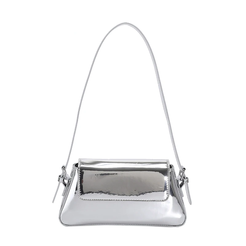 

Sliver Female Underarm Shoulder Bag Brand Design Simple Hasp Clutch Evening Handbag Soft Pu Small Women Hobo Phone Purse