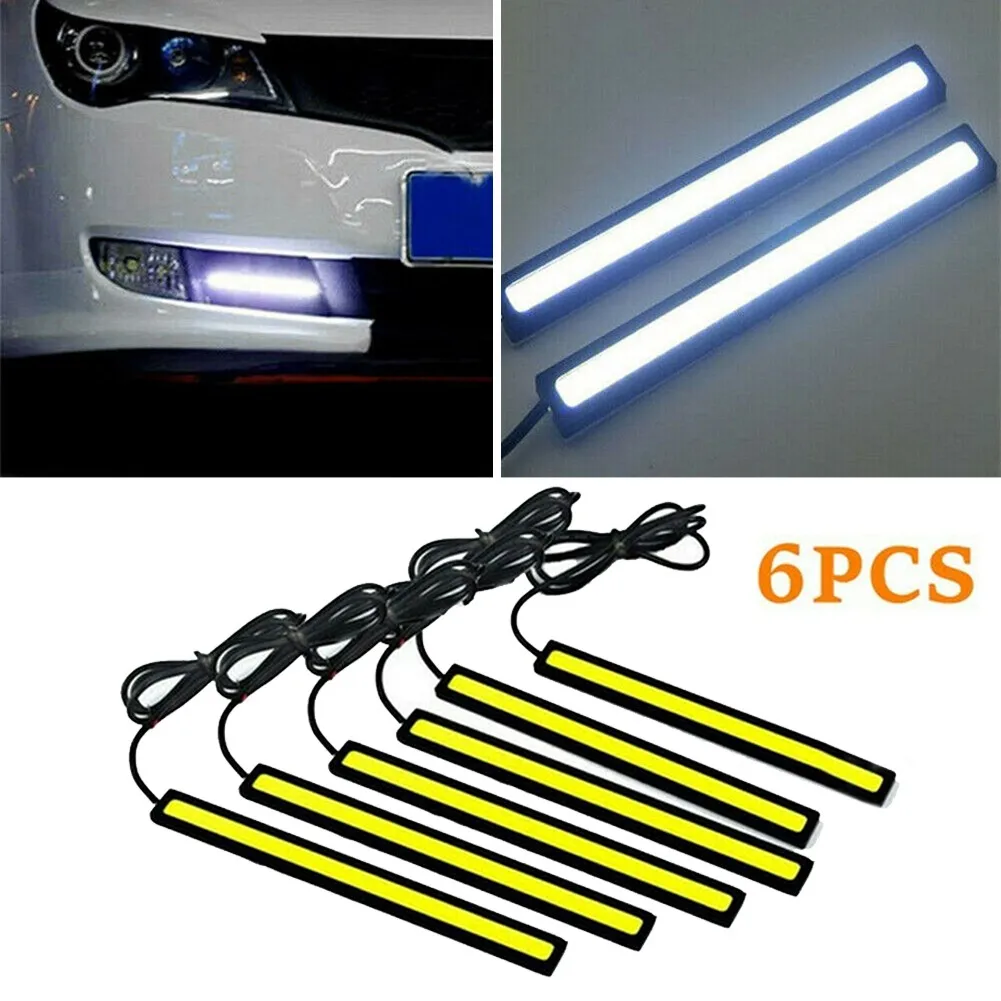 

6pcs 12V LED Car Interior White Strip Lights Energy Saving Safe Waterproof Lamp Bar Van Caravan Boats Daytime Running Lights