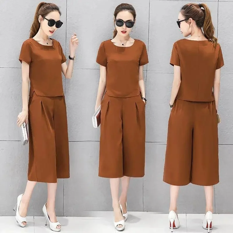 2023 Summer New Fashion Short-sleeved Cropped Pants Slim Casual Two-piece Women's Wide-leg Pants Suit Women
2023 Summer New Fashion Short-sleeved Cropped Pants Slim Casual Two-piece Women's Wide-leg Pants Suit Women