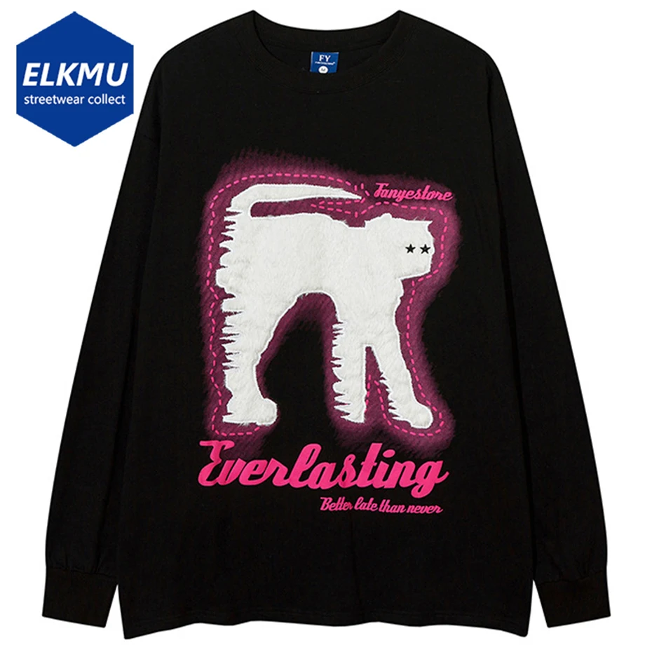 Harajuku Men T Shirts Cat Embroidery Long Sleeve T-shirt Oversized Hip Hop Streetwear Tshirt Black White Loose Casual Tee Y2K
Harajuku Men T Shirts Cat Embroidery Long Sleeve T-shirt Oversized Hip Hop Streetwear Tshirt Black White Loose Casual Tee Y2K