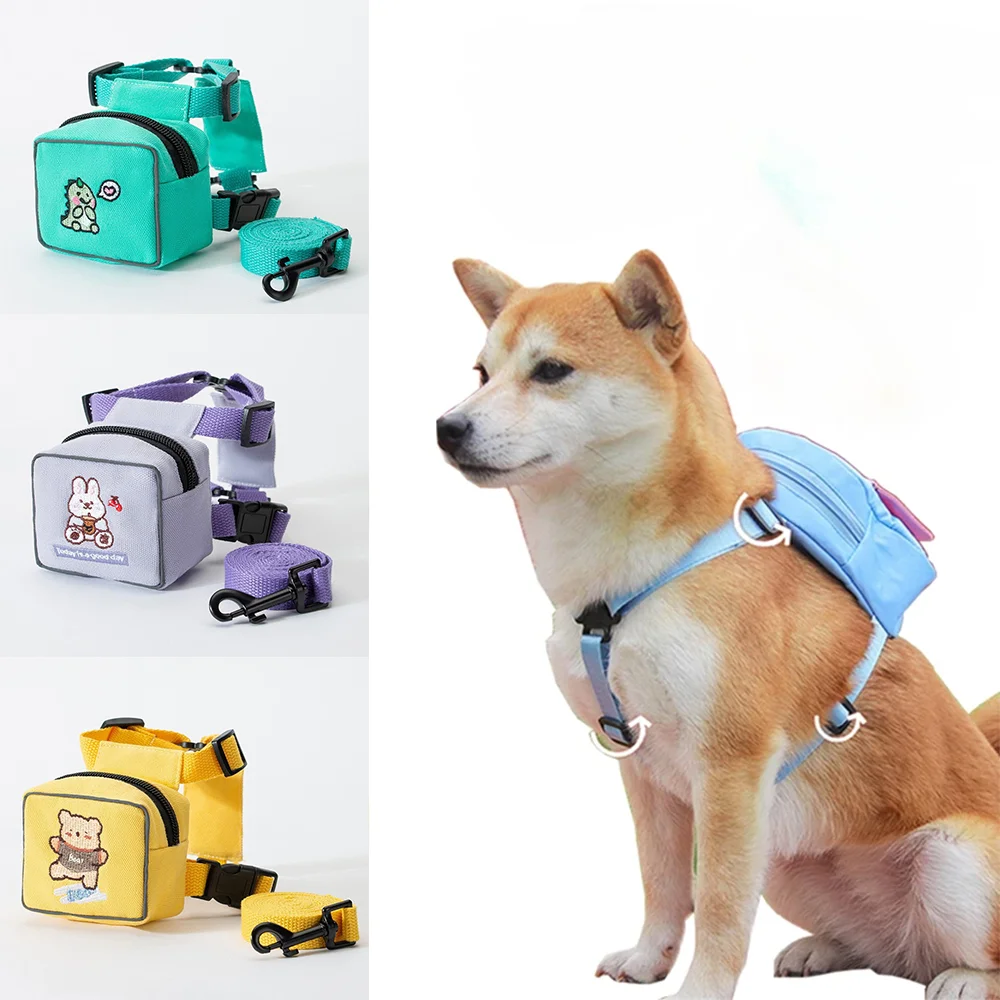 Dog Harness with Leash Set Dog Harness Bag Dog Backpack Harness for Small Large Dog Outdoor Travel Cat Snack Bag Pet Accessories
Dog Harness with Leash Set Dog Harness Bag Dog Backpack Harness for Small Large Dog Outdoor Travel Cat Snack Bag Pet Accessories