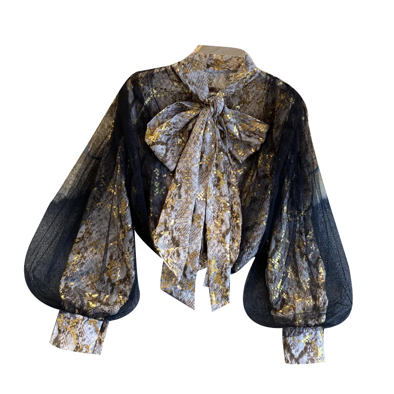 European and American Ins Design Mesh Lantern Sleeve Loose All-Match Retro Snakeskin Pattern Socialite Temperament Shirt
European and American Ins Design Mesh Lantern Sleeve Loose All-Match Retro Snakeskin Pattern Socialite Temperament Shirt