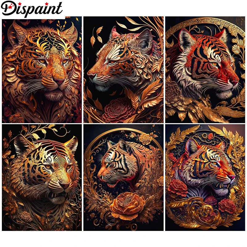 

Алмазная живопись Dispaint, вышивка крестиком «животное, Тигр», полная квадратная, круглая, «сделай сам», 5d алмазная вышивка, картина, искусство планшетов