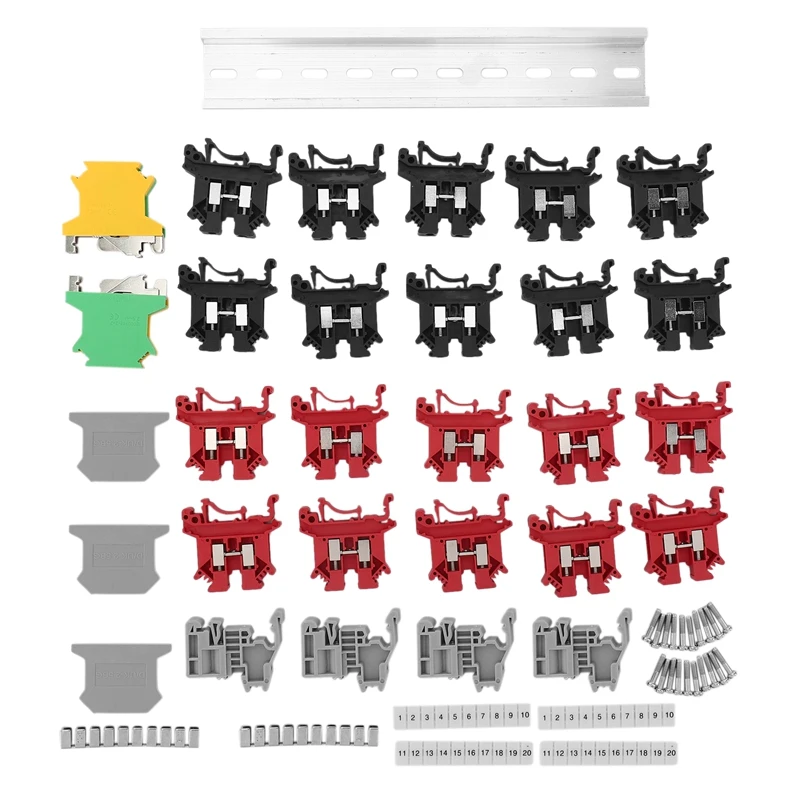 Promotion! DIN Rail Terminal Blocks Kit Terminal+Ground Blocks+Aluminum Rail+End Brackets+End Covers+Jumpers Kits
Promotion! DIN Rail Terminal Blocks Kit Terminal+Ground Blocks+Aluminum Rail+End Brackets+End Covers+Jumpers Kits