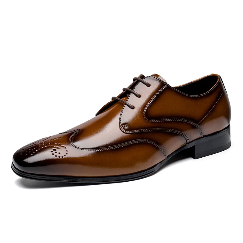 Black Brown Business Formal Men's Shoes Lace Up Genuine Leather Brogue Shoes Comfortable Groom's Wedding Shoes Men Flats 2.5
Black Brown Business Formal Men's Shoes Lace Up Genuine Leather Brogue Shoes Comfortable Groom's Wedding Shoes Men Flats 2.5
