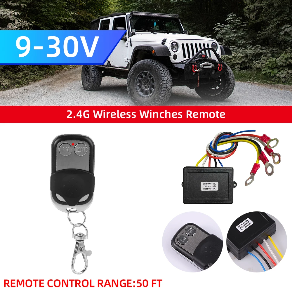 

12V 24V Car Hand Held Digital Wireless Winches Remote Control Recovery Kit 2.4G 164FT With Manual Transmitter For Car JEEP