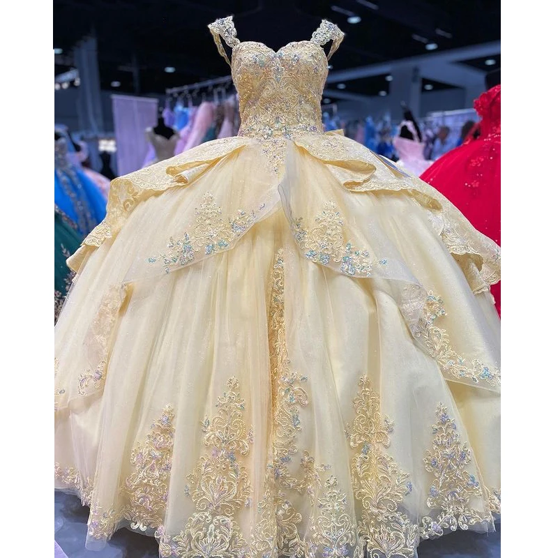 Yellow Quinceanera Dress Ball Gown Off The Shoulder Appliques Lace Beading Corset Sweet 15 Vestidos De XV Años
Yellow Quinceanera Dress Ball Gown Off The Shoulder Appliques Lace Beading Corset Sweet 15 Vestidos De XV Años
