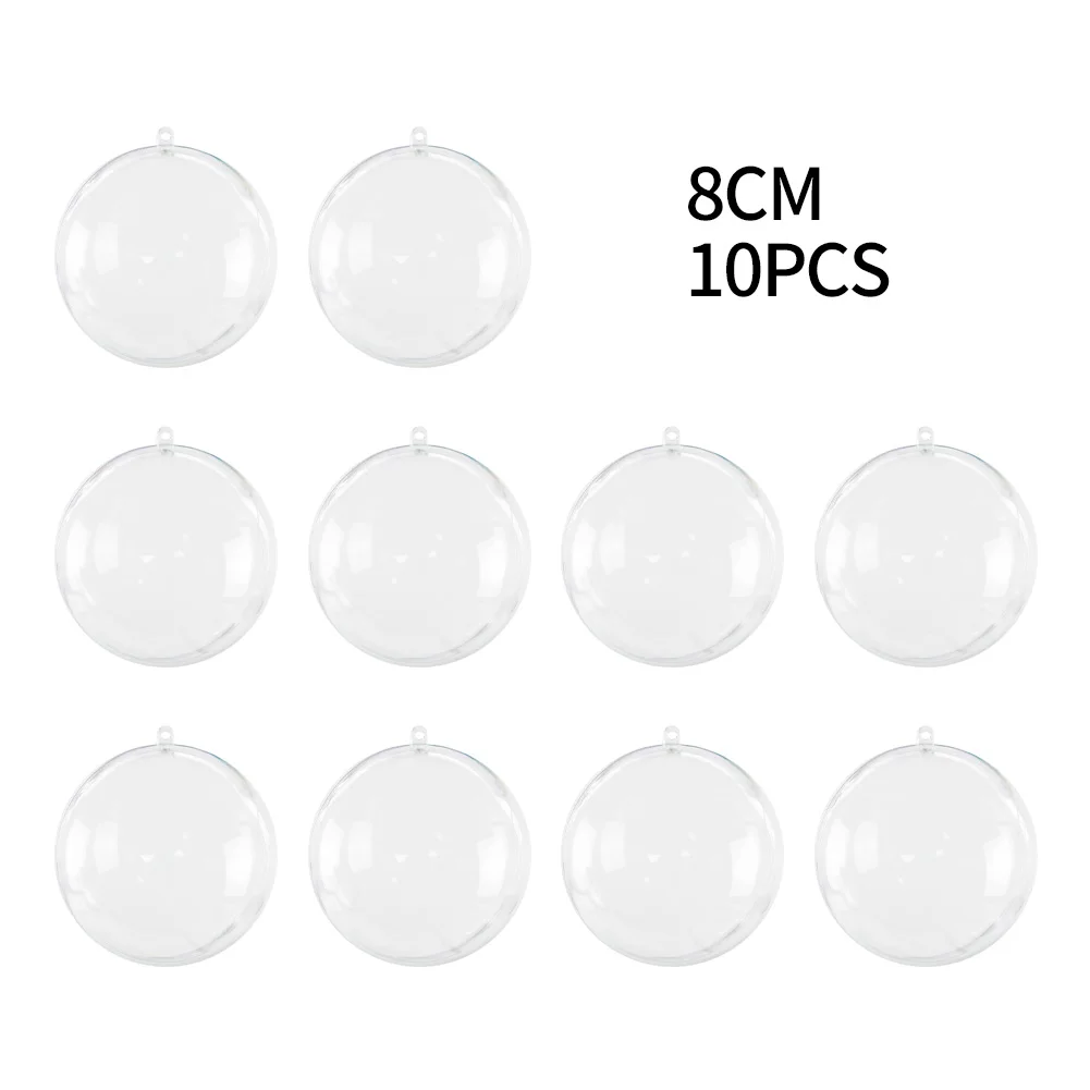 

10pcs 5/6/7/8cm Christmas Clear Baubles Fillable Ball Plastic Home Decor Wedding Xmas Tree Hanging New Year Party Gift Box Decor