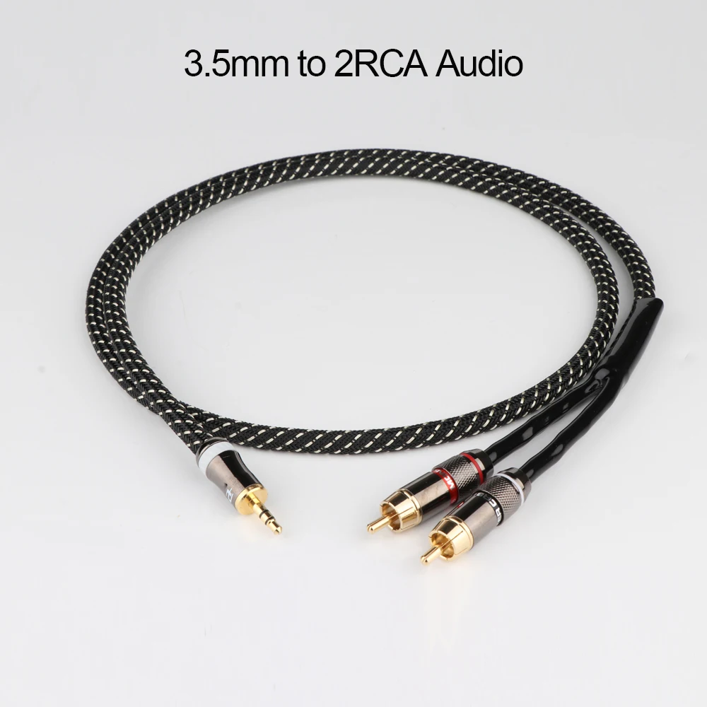 

New Hifi Canare 3.5mm to 2RCA Audio Auxiliary Adapter Stereo 3.5 mm Splitter Cable AUX RCA Y Cord for Smartphone Speakers Tablet
