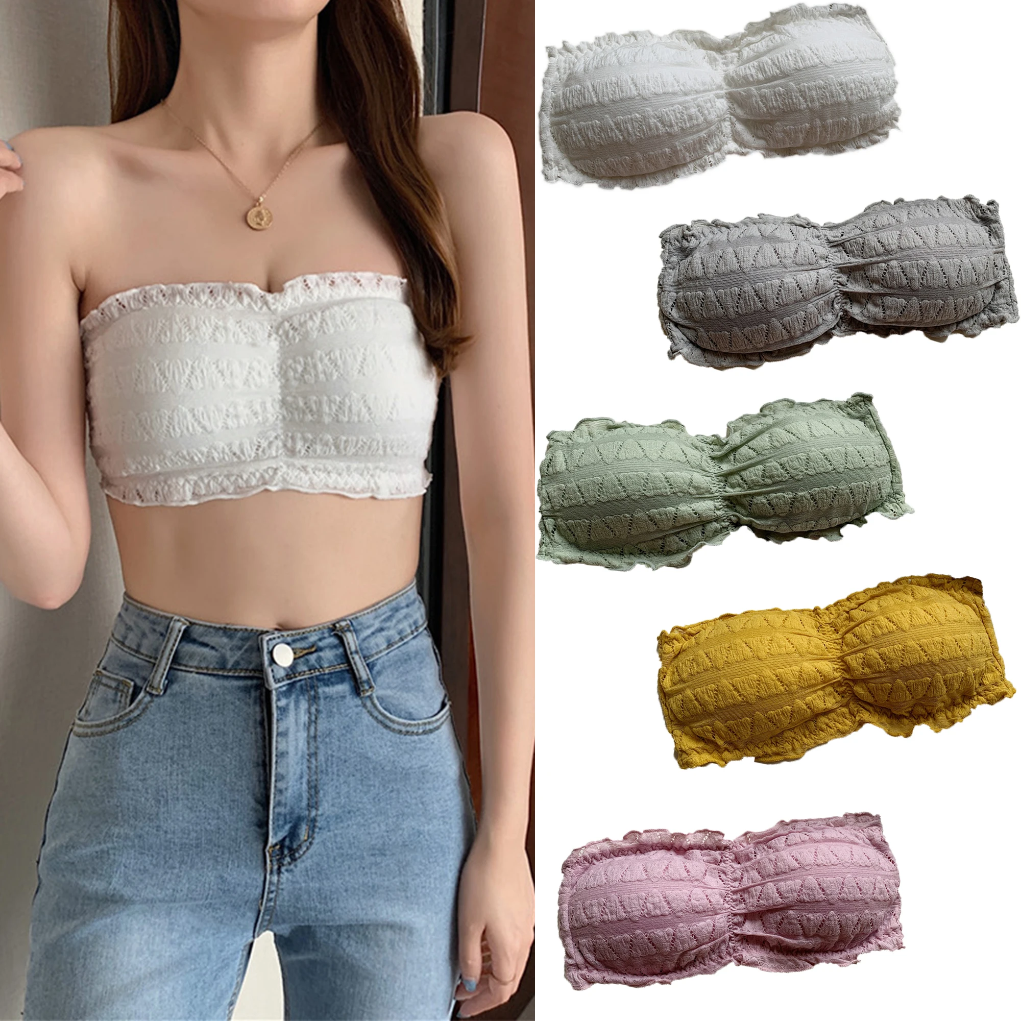 1pcs One Word cotton Wrap Chest Tube Top With Sponge Pad Back Three-Row Buckle Bottoming Women'S Strapless Underwear Wrap Chest
1pcs One Word cotton Wrap Chest Tube Top With Sponge Pad Back Three-Row Buckle Bottoming Women'S Strapless Underwear Wrap Chest