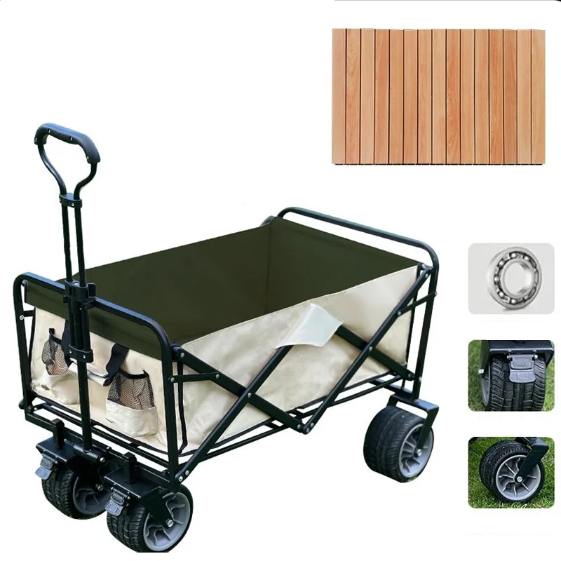 

7/8 Inches Outdoor Cart Camping Picnic Pull Carts Travel Wheels Bear 100KG Four-Way Folding Storage Trolley Tool waterproof